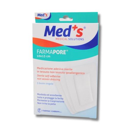 Cerotto Medicazione Adesiva Sterile in TNT FarmaPore 10x15 cm | 5 pz | Med's |