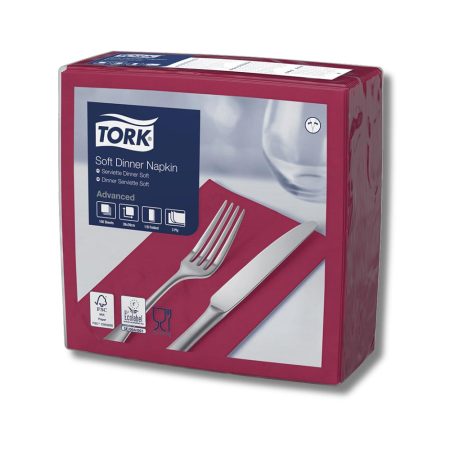 Tovaglioli Dinner Napkin Bordeaux | 3 veli | 39×39 cm | P 1/8 | 100 pz | Tork |