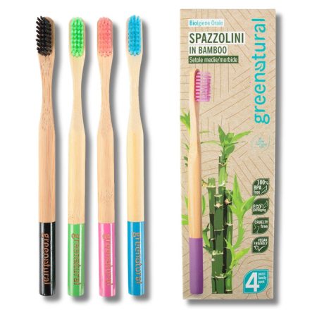 Eco Spazzolini in Bamboo Family Pack 4 pz Greenatural